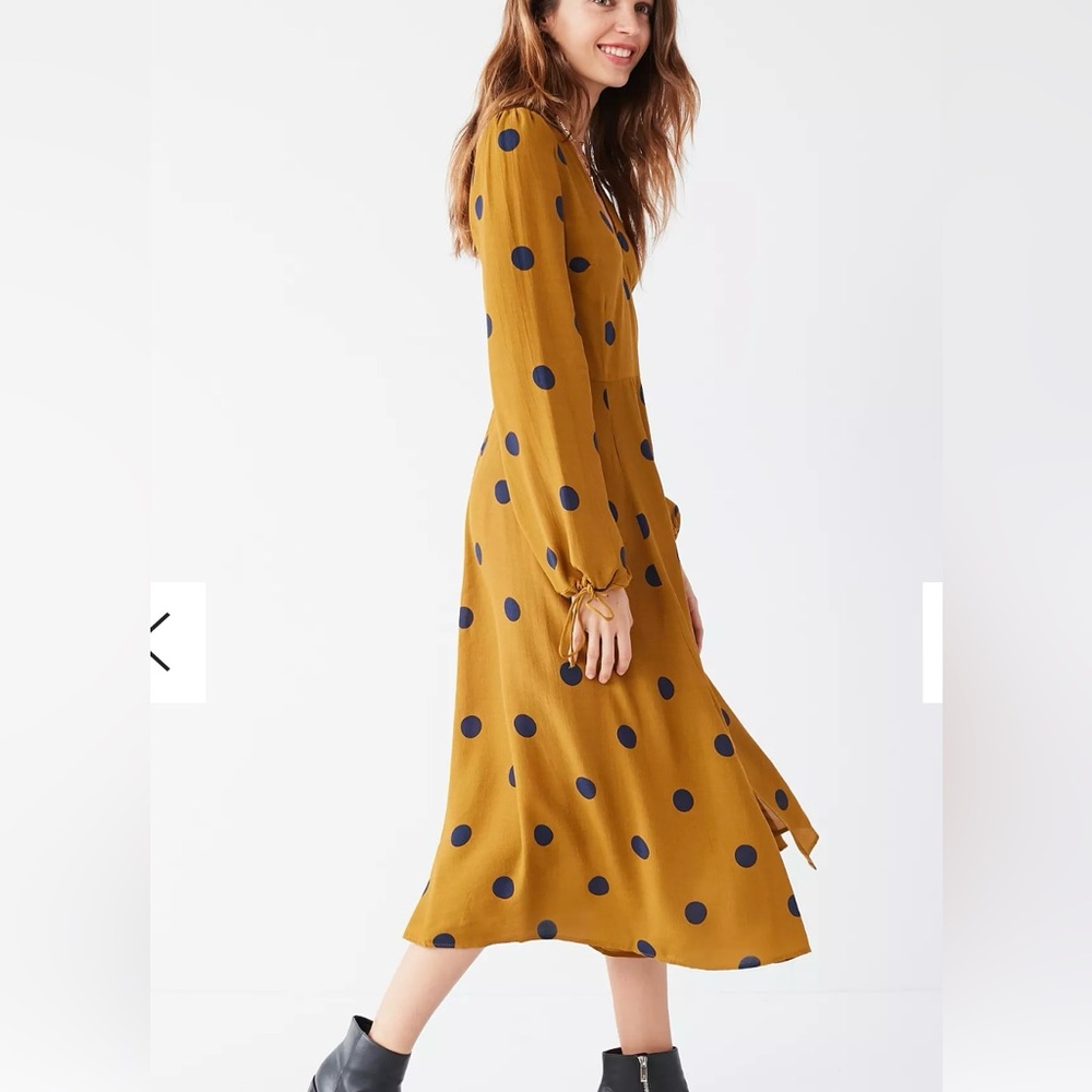 UO Audrey Long-Sleeve Wrap Midi Dress